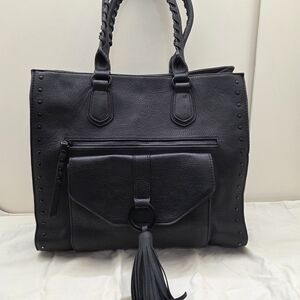 Apt. 9 Black Tote Bag | Fringe Pocket | Large Work Travel Bag
